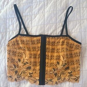 Aerie Lace Crop Corset Top - Black & Gold